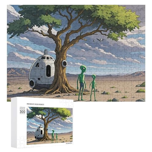 Exquisites Alien-gedrucktes Holz-Puzzle, 300 Teile, Puzzle, schöne Illustrationen, lustige Indoor-Aktivität für Erwachsene und Familien, 39,9 x 27,9 cm von JTKLQBN