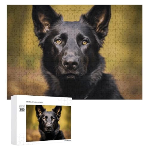 Exquisites Holz-Puzzle, Motiv: Deutscher Schäferhund, 300 Teile, Puzzle, schöne Illustrationen, lustige Indoor-Aktivität für Erwachsene und Familien, 39,9 x 27,9 cm von JTKLQBN