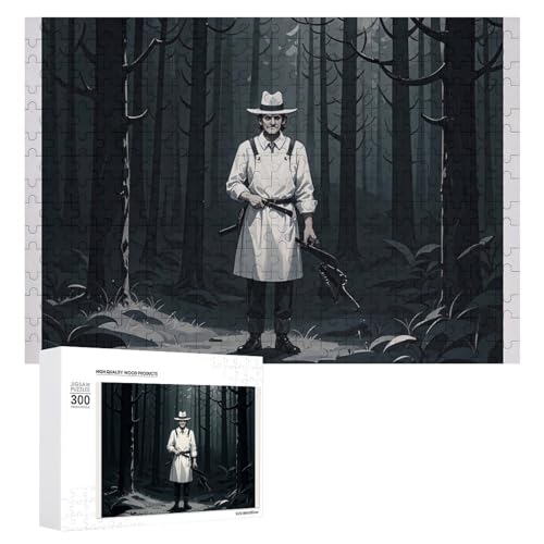 Exquisites Horror-Retro-Fotos, gedrucktes Holz-Puzzle, 300 Teile, Puzzle, schöne Illustrationen, lustige Indoor-Aktivität für Erwachsene und Familien, 39,9 x 27,9 cm von JTKLQBN