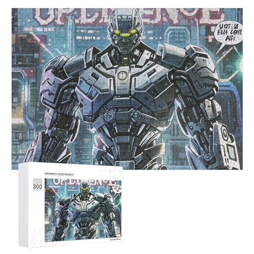 Exquisites Roboter in Verkleidung, gedrucktes Holzpuzzle, 300 Teile, Puzzle, schöne Illustrationen, lustige Indoor-Aktivität für Erwachsene und Familien, 39,9 x 27,9 cm von JTKLQBN