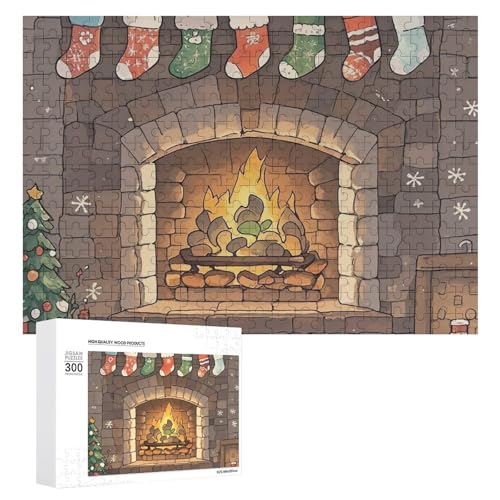 Exquisites Warten auf Geschenke, gedrucktes Holz-Puzzle, 300 Teile, Puzzle, schöne Illustrationen, lustige Indoor-Aktivität für Erwachsene und Familien, 39,9 x 27,9 cm von JTKLQBN