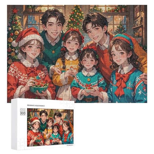 Exquisites Weihnachts-Themenkleidung, bedrucktes Holz-Puzzle, 300 Teile, Puzzle, schöne Illustrationen, lustige Indoor-Aktivität für Erwachsene und Familien, 39,9 x 27,9 cm von JTKLQBN