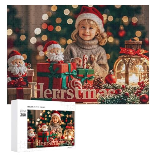 Exquisites Weihnachtstreffen-Moment, gedrucktes Holz-Puzzle, 300 Teile, Puzzle, schöne Illustrationen, lustige Indoor-Aktivität für Erwachsene und Familien, 39,9 x 27,9 cm von JTKLQBN