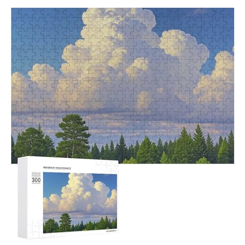 Exquisites Wolken-gedrucktes Holz-Puzzle, 300 Teile, Puzzle, schöne Illustrationen, lustige Indoor-Aktivität für Erwachsene und Familien, 39,9 x 27,9 cm von JTKLQBN