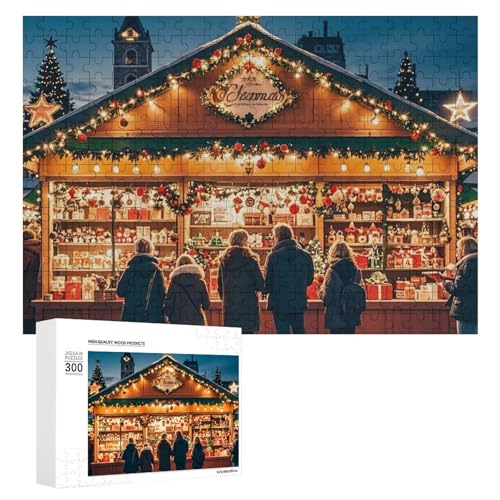 Exquisites bedrucktes Holz-Puzzle, 300-teilig, schöne Illustrationen, lustige Indoor-Aktivität für Erwachsene und Familien, 39,9 x 27,9 cm von JTKLQBN