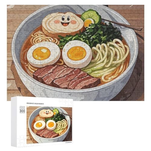 Exquisites japanisches Ramen-gedrucktes Holz-Puzzle, 300 Teile, Puzzle, schöne Illustrationen, lustige Indoor-Aktivität für Erwachsene und Familien, 39,9 x 27,9 cm von JTKLQBN