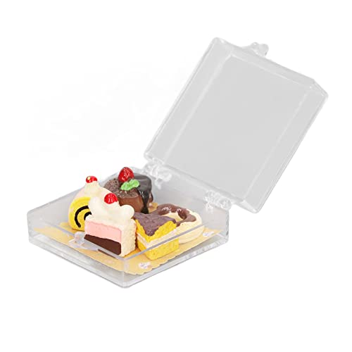 1:12 Miniatur-Desserts, Kleines Tragbares Essens- und Getränkeset für das Puppenhaus, Hochsimulierter, Lebensechter Kuchen mit Romantischem Umgebungsdekor, (1,5 cm Durchmesser; von JTLB