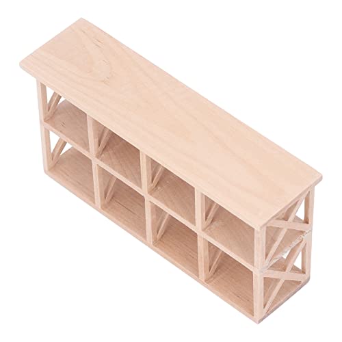 1:12 Puppenhaus Mini Display Regal, Niedliches Hölzernes Mini-Display-Rack für Wohnzimmer, Schlafzimmer, Arbeits Zimmer, Verziert mit Blumen und Pflanzen, Ideales Puppenhaus von JTLB