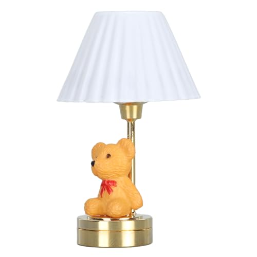 Dollhouse Bear Tischlampe, LED -Licht für Puppenhausdekor, Realistisches Design mit Einem Kleinen Bären, Metallplastikharz für EIN Warmes Ambiente von JTLB