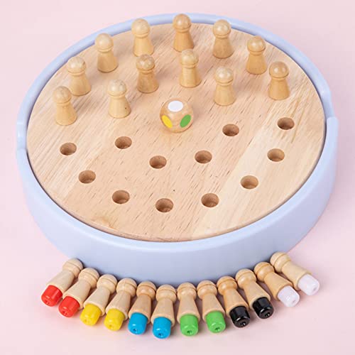 Frühes Bildungsspielzeug Hölzerne Memory Match Chess Set, Farbkognition Brettspiel für die Entwicklung der Frühen Bildung Intelligenz, mit 6 Farbenfrohen Würfel, (2 in 1) von JTLB