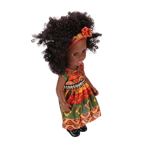 JTLB 14 Zoll Schwarze Puppe mit Haarband Süßes Kleid Afro Hair Girls Fashion Doll Wechselbare Kleider von JTLB