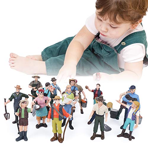 JTLB 16pcs Simulation Farm Character Model Set Farmer Miniatur-Spielzeugfigur Lernspielzeug von JTLB