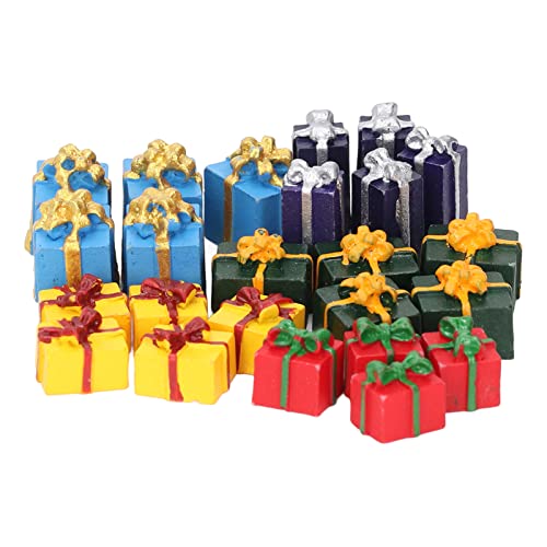 JTLB 25-teiliges Harz-Weihnachtspakete, Figuren-Set, Weihnachtsbaum, Kleine Geschenkboxen, Miniatur-Weihnachtsschmuck, Mini-Geschenke Zum Basteln, 1:12, von JTLB