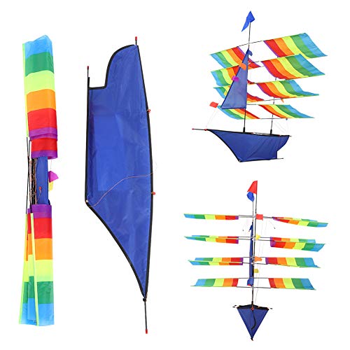 JTLB 3D-Stereo-Drachen, Riesiger Regenbogen-Segelboot-Drachen, Fliegender Drachen für, Drachen, Spielaktivität, Segelboot-Drachen, 3D-Stereo-Drachen, Wunderschöner Riesiger von JTLB