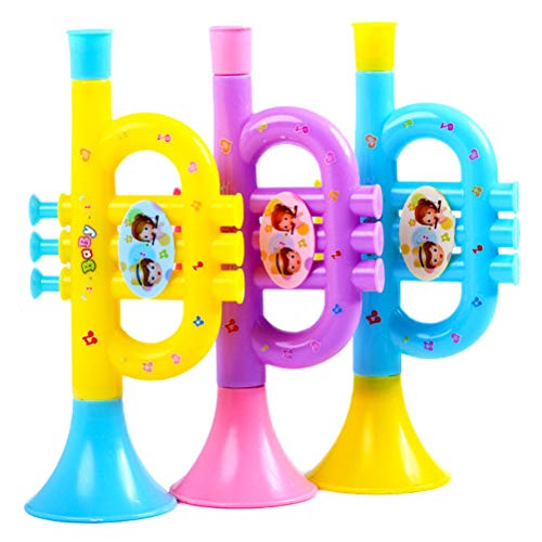 JTLB Clown Trompete Kindertrompete aus Kunststoff, Spielzeugtrompete Kinder Trompete Spielzeug Blasinstrument zum Lernen und Üben Musikinstrument Kinder von JTLB