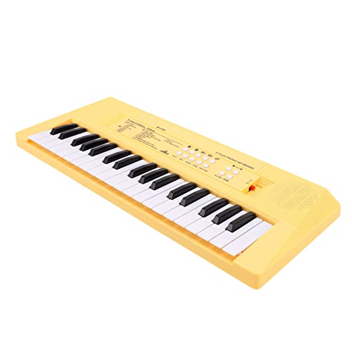 JTLB Elektronisches Keyboard-Spielzeug, Klavier mit 37 Tasten, Lerninstrument mit Mikrofon, Singen Beim Spielen, USB-Aufladung oder Batteriebetrieb für Drinnen und Draußen (Gelb) von JTLB