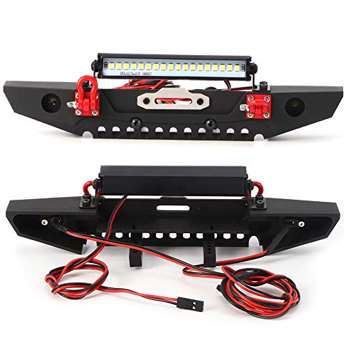 JTLB Metall-Frontstoßstangen-Kit mit LED-Lichtleiste für TRX4 Axial SCX10 90046 1/10 RC Crawler Car, Antikollisionsstoßstange von JTLB