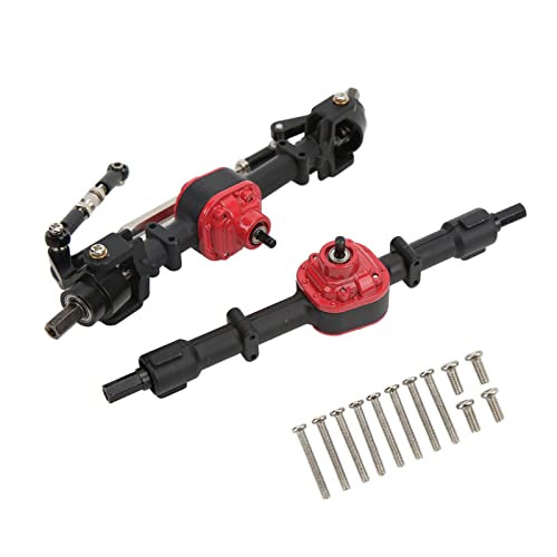 JTLB RC Auto Metall Vorderachse Hinterachse Set für MN D90 D91 99S FJ45 1/12 RC Auto Upgrade Teile (Schwarz Rot) von JTLB