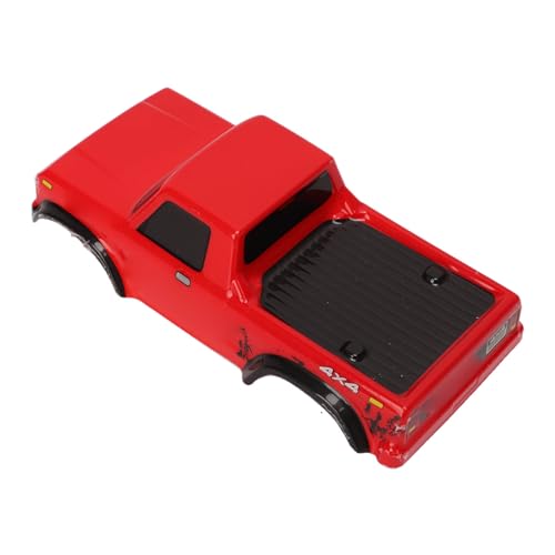 JTLB RC-Karosserieschalen, Radstand 125 Mm, Stoßfestes RC-Zubehör für Axial SCX24 1:24 Kettenfahrzeug, Pickup-Truck-Karosserieschalen in Transparent, Blau, Rot oder Gelb (Rot) von JTLB