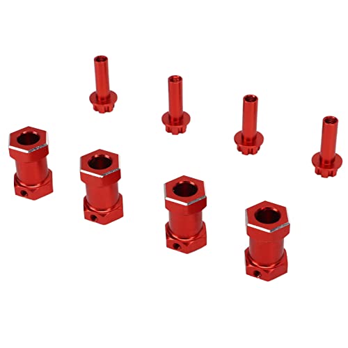 JTLB RC-Rad-Sechskantnabe aus Aluminiumlegierung, Leichte und Langlebige 12-mm-Sechskantnaben-Verlängerungskombination für 1/10 RC-Kletterauto, CNC-gefräst (Rot) von JTLB