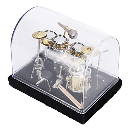 Miniatur-Schlagzeug-Set, Mini-Trommel-Modell, Messing-Skulptur, Musikinstrument-Ornament, Home Collection, Display-Desktop-Dekoration mit Koffer Schlagzeuger, Musiker, von JTLB