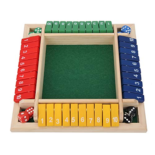 Shut The Box Würfelspiel mit 8 Tischwürfeln aus Holz, traditionell, Mathematisches Gesellschaftsspiel, 10 Nummern Kinder, Erwachsene, Familienzimmer oder Pubbar 1 bis 4 Spieler von JTLB