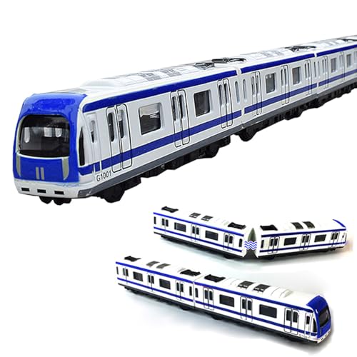 Zug Modell, 4pcs Auto Set Legierung Stadtbahn U-Bahn Zug Modell, 1/64 Skala Legierung U-Bahn/Auto Modell, blau Whitede von JTMM