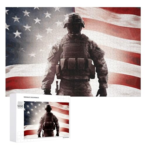 American Soldier Puzzles 500 Teile Personalisierte Puzzles Herausfordernde Bilderpuzzle Holz Haustier Puzzle Fotos Puzzle für Erwachsene Hochzeit Puzzle Familientreffen Puzzle von JTMVNKG