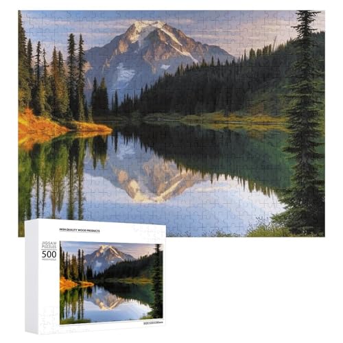 Berg- und See-Bilder-Puzzle, 500 Teile, personalisierbar, herausforderndes Bild, Holzpuzzle, Haustier-Puzzle, Foto-Puzzle für Erwachsene, Hochzeitspuzzle, Familientreffen Puzzle von JTMVNKG