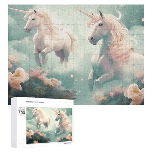 Einhorn-Puzzle, 500 Teile, personalisiertes Puzzle, herausforderndes Bild, Holz, Haustier-Puzzle, Foto-Puzzle für Erwachsene, Hochzeitspuzzle, Familientreffen Puzzle von JTMVNKG