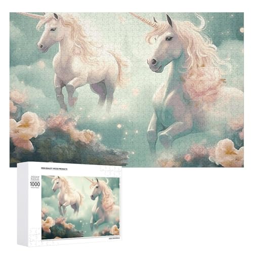 Einhorn-Puzzle, 500 Teile, personalisiertes Puzzle, herausforderndes Bild, Holz, Haustier-Puzzle, Foto-Puzzle für Erwachsene, Hochzeitspuzzle, Familientreffen Puzzle von JTMVNKG