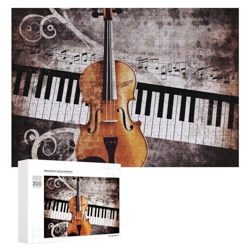 Klavier-Violin-Musiknoten-Puzzle, 500 Teile, personalisierbar, herausforderndes Bildpuzzle, Holz-Puzzle, Haustier-Puzzle, Foto-Puzzle für Erwachsene, Hochzeitspuzzle, Familientreffen Puzzle von JTMVNKG