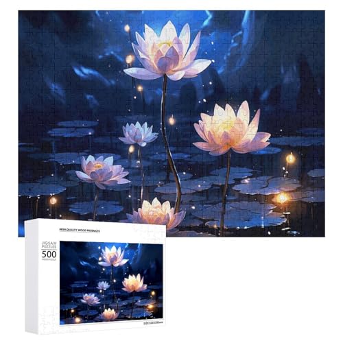 Nachtblumen-Puzzle, 500 Teile, personalisiertes Puzzle, herausforderndes Bild, Holz, Haustier-Puzzle, Foto-Puzzle für Erwachsene, Hochzeitspuzzle, Familientreffen Puzzle von JTMVNKG