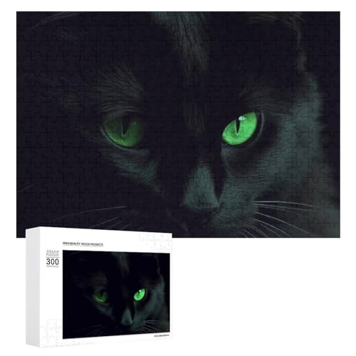 Schwarze Katze Grüne Augen Puzzles 500 Teile Personalisierte Puzzles Herausfordernde Bilderpuzzle Holz Haustier Puzzle Fotos Puzzle für Erwachsene Hochzeit Puzzle Familientreffen Puzzle von JTMVNKG