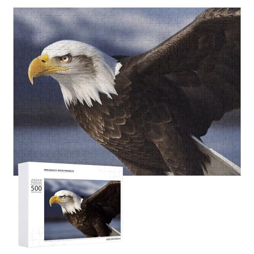 Tiere Weißkopfseeadler-Puzzle, 500 Teile, personalisiertes Puzzle, herausforderndes Bildpuzzle, Holz-Puzzle, Haustier-Puzzle, Foto-Puzzle für Erwachsene, Hochzeitspuzzle, Familientreffen Puzzle von JTMVNKG