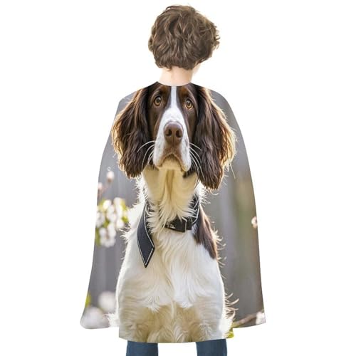 JTREWBV Halloween-Weihnachtsumhang, niedlicher Springer-Spaniel-Druck, Party-Umhang, Cosplay-Umhang für Party, Superhelden-Kostüm von JTREWBV