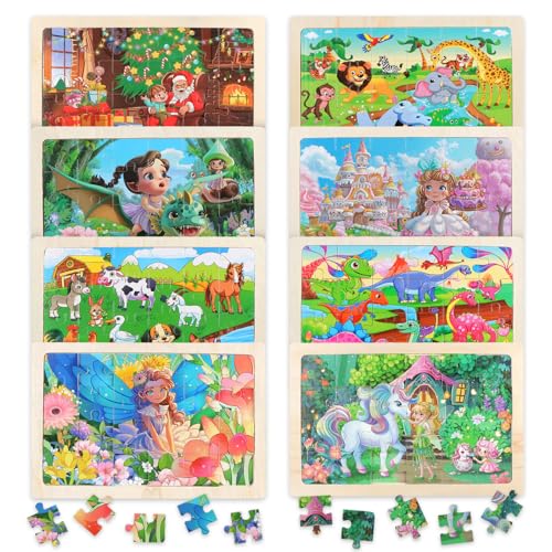 JTgugu Holz Puzzle für Kinder ab 3 4 5 6 Jahren 8x24 Teilen Holzpuzzle Dino Prinzessin Tiere Puzzles Kinderpuzzle Montessori Kinderspielzeug Geschenke für Jungen und Mädchen JTgugu Holz Puzzle für Kinder ab 3 4 5 6 Jahren 8x24 Teilen Holzpuzzle Dino Prinzessin Tiere Puzzles Kinderpuzzle Montessori Kinderspielzeug Geschenke für Jungen und Mädchen von JTgugu