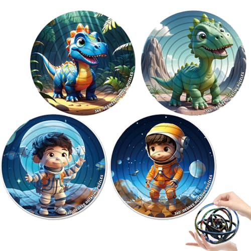 Spin Flip Puzzle 360°Spin 3D rotierende Spin Flip Puzzle Rotierendes Puzzle Spielzeug Doppelseitiges Design Puzzle Gehirn Teaser Fidget-Spielzeug Geschenk für Erwachsene und Kinder (Dinosaurier) von JUAEYIDDS