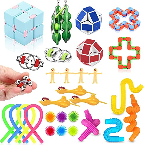 30 Stück Fidget Toys Set Anti-Stress Spielzeugset, lindert Stress und Angst Spielzeug für Kinder und Erwachsene, Autismus ADHS Sensorisches Spielzeug, Geburtstagsfeier Kindertagsgeschenk Weihnachts von JUAUO