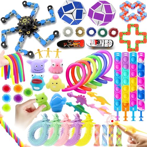 50 Pcs Fidget Toys Set, Stress-Angst Relief Spielzeug für Kinder und Erwachsene, Angst Relief Finger Toys, Anti Stress Autismus Und ADHS, Sensorisches Spielzeug Set für Kinder Geburtstagsfeier von JUAUO