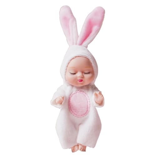 JUCHRZEY 1/6 Stück 11 cm Mini-Reborn-Babypuppe, Simulation Wiedergeburtspuppen, Spielzeug mit Tierkleidung, niedliche schlafende Babyserie, Puppe, bewegliche Gelenke, Schlafserie, wiedergebo von JUCHRZEY