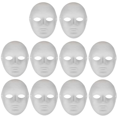 JUCHRZEY 10 Stück Blanko-Maske, glatte Oberfläche, Vollgesichtsmaske, kreative bemalbare Papiermaske, DIY-Maskerade-Maske, Maskerade-Zubehör von JUCHRZEY