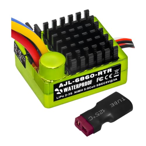 JUCHRZEY 2S gebürsteter elektronischer Geschwindigkeitsregler 60 A wasserdichter gebürsteter ESC-Geschwindigkeitsregler für 1/10 RC-Auto-RC-Boot zur Verwendung mit 540/550/750-Motoren von JUCHRZEY