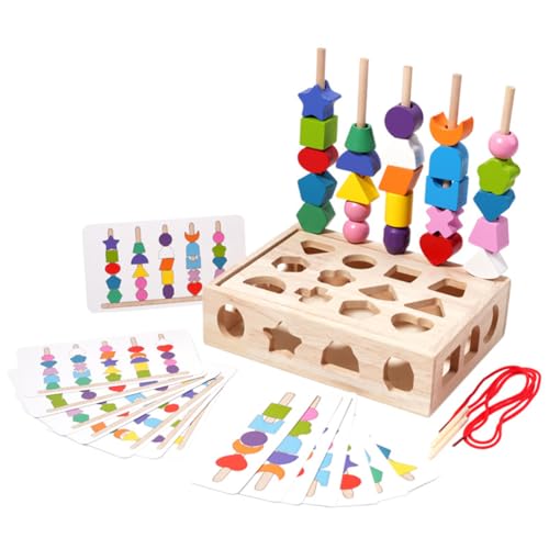 JUCHRZEY 3-in-1-Holz-Farbsortier-Stapelspielzeug, geometrisches Form-Matching-Spiel, Lernspielzeug für Kleinkinder, Geschenk für 3-, 4-, 5-jährige Jungen und Mädchen von JUCHRZEY