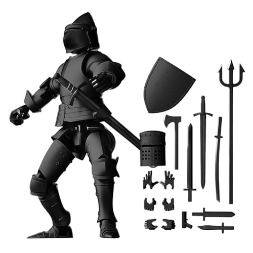 JUCHRZEY 3D-gedruckte mittelalterliche Ritter-Actionfiguren, magnetisches Ganzkörper-mechanisches bewegliches Spielzeug mit Waffen und Schilden, mehrgelenkige Actionfiguren, Ritter-Zappelspi von JUCHRZEY