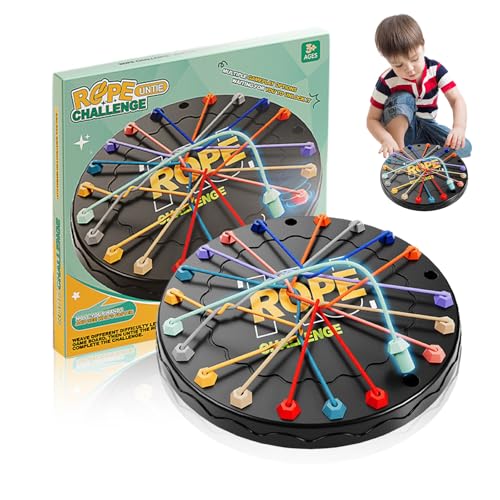 JUCHRZEY Brainy Knots Rope Untangling Strategie-Brettspiel, Buntes Gedrehtes Seil Sortier Puzzlespiel mit 10 Seilen Schnur-Lösungen Schnürspielzeug for Kinder und Erwachsene von JUCHRZEY