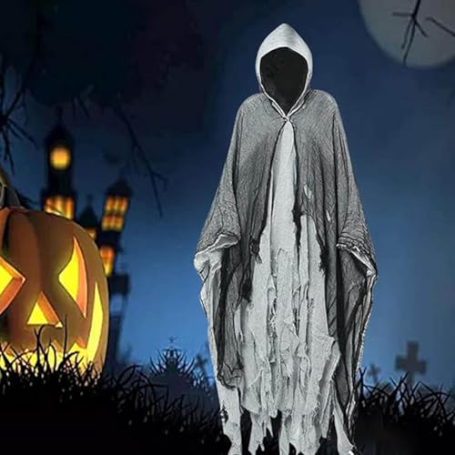 JUCHRZEY Halloween Geister Kostüm Gruseliger Umhang für Erwachsene Geisterumhang Outfit Halloween Kostüm für Herren Damen Frauen Partner von JUCHRZEY