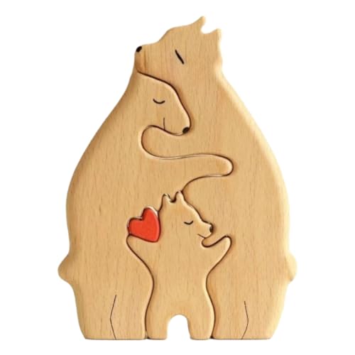 JUCHRZEY Holz-Desktop-Bär-Familien-Ornament, kreatives Familien-Puzzle, Bären, Kunst, Tier-Thema, Heim-Schlafzimmer-Dekoration von JUCHRZEY