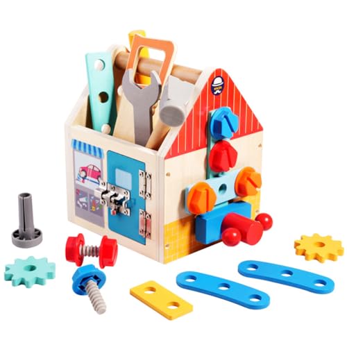 JUCHRZEY Kinderwerkzeuge aus Holz mit Box/Bank/Werkzeughaus, 33-teilig, Montessori, pädagogisches Rollenspiel, Vorschulspielzeug, Konstruktionsspielzeug, Geschenke für Jungen und Mädchen im von JUCHRZEY