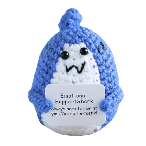 JUCHRZEY Lustige handgemachte Puppe zur emotionalen Unterstützung, Geschenk, Positive Strickpuppe mit positiver Karte, emotionale Unterstützung, Plüsch, Häkeln, Ermutigungsspielzeug für Freu von JUCHRZEY